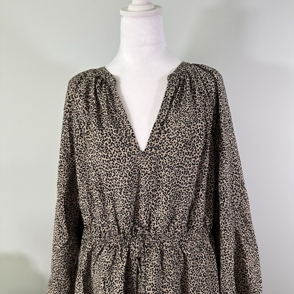 A New Day Leopard Print Balloon Sleeve Tie Waist Dress XXL Maxi NWT - Picture 4 of 10